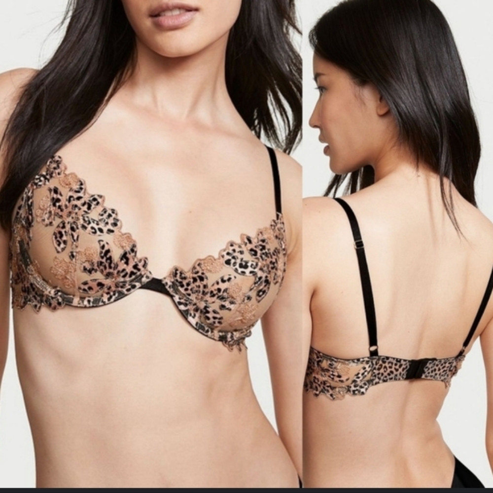 Victoria's Secret Very Sexy leopard lace demi bra 32C NWOT